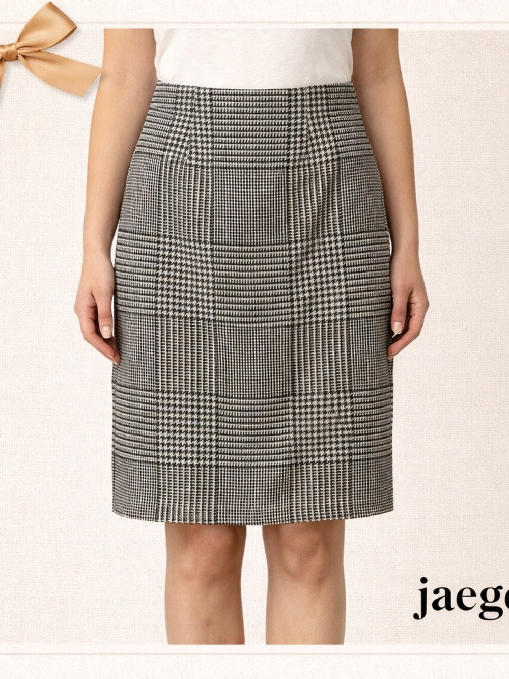 Jaeger Wool Houndstooth Plaid Skirt Made in Germany EU 38 / US 6 – 22” Length